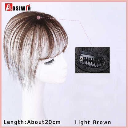 Perucas de cabelo encaracolado sintético AOSI castanho preto, substituição de extensões de cabelo tipo topete, apliques femininos com franja