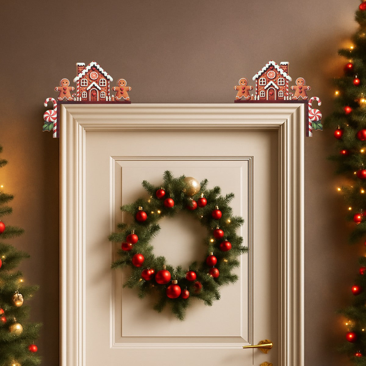 Christmas Gingerbread Man Wooden Door Frame Decoration Merry Christmas Decor for Home 2025 Navidad Xmas Ornament New Year 2026