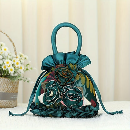 New soft lace mommy bag three-dimensional flower handbag drawstring handbag key cell phone organizer bag