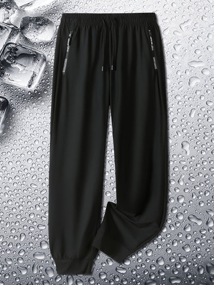 Calça Jogging Masculina de Verão Duas Cores Respirável Elástica Esportiva com Zíper Calça Jogger Masculina Reta para Pesca Academia