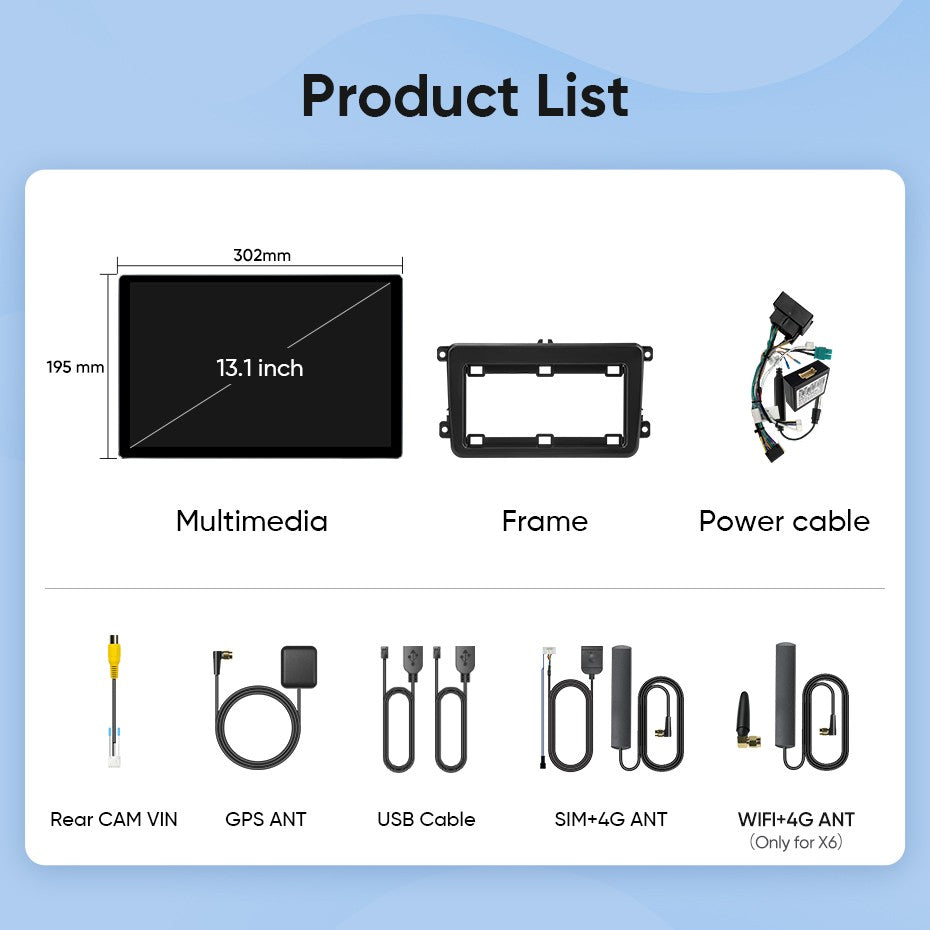 Ainavi 13.1 Inch Car Radio For VW Volkswagen T5 Tiguan Golf Polo Touran Skoda Carplay Android Auto Multimedia Player