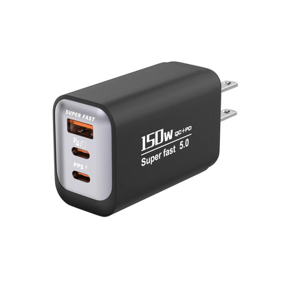 150W Fast Charging 3 Ports Mobile Phone Charger QC3.0 USB Type C Chargers Dual PD USB Wall Adapter EU/US Plug for iPhone Samsung