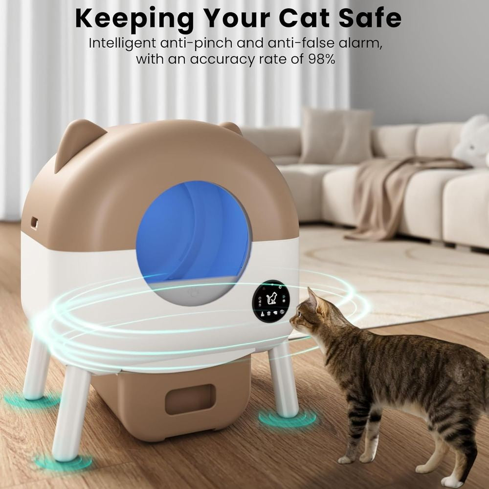 Caixa de Areia Inteligente de Grande Capacidade para Vários Gatos, Autolimpante, Controle de Odor, Habilitada para Aplicativo, Branca