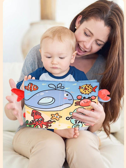 Puzzle Early Education Toys Ocean Style Baby Cloth Books 4 Page Soft Washable Tearable Toy for 0-3 Year Old Babies Newborn Gift