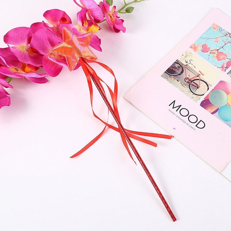 1Pc Fairy Wand Dreamlike Five Pointed Star Fairy Stick Plastic Princess Fairy Cane For Girls Angel Star Wand Halloween Roleplay