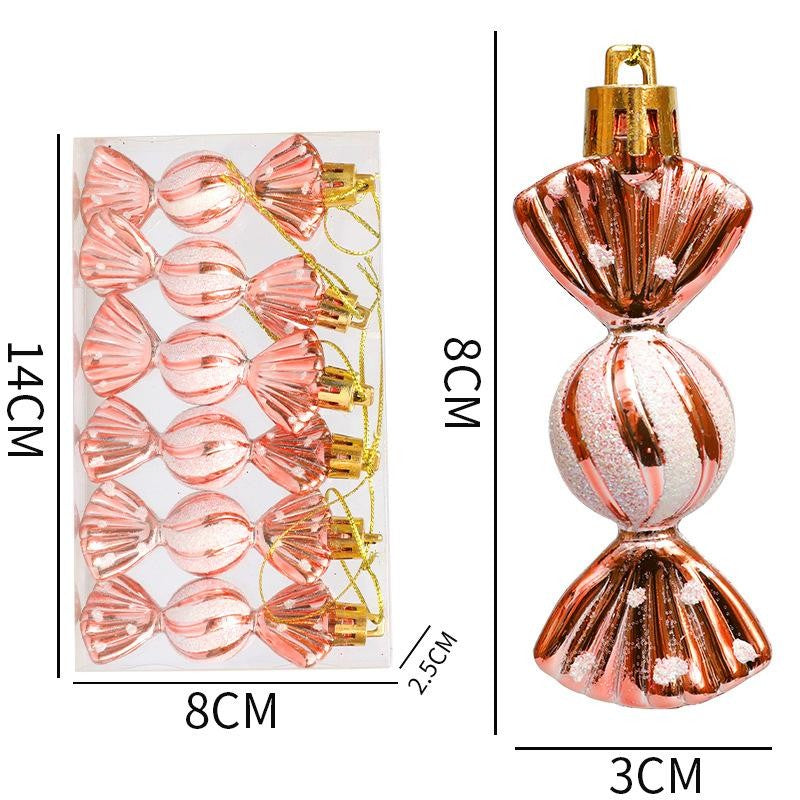 6PCS/Box DIY Christmas Tree Decoration Pendant Electroplating Candy Xmas Ball Window Door Hanging Ball 2025 Happy New Year
