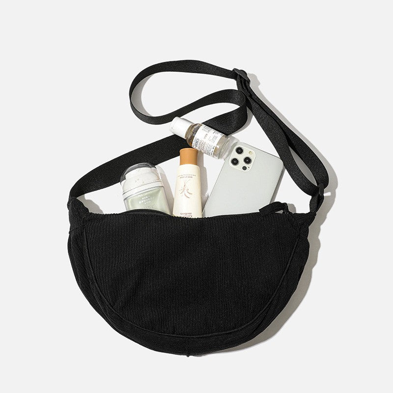 Solid Color Corduroy Women's Hobos Shoulder Bag Retro Casual Female Crossbody Bags Ladies Daily Travel Handbags Messenger Bag