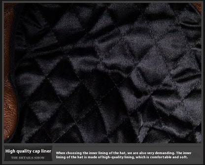 Men's Beret 100% Genuine Leather Head Layer Cowhide Outdoor Warm Octagonal Cap Waterproof Soft Wear Four Seasons Appropriate