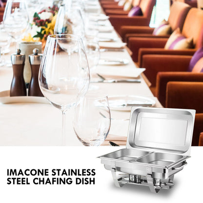 2 Packs Chafing Dish Buffet Set Stainless Steel 2 Grid8 Qt. Foldable Rectangular Warmer 2 Half Size Food Pans for Parties Even