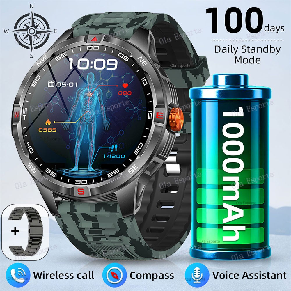 T-Rex 3 Military 1000mAh Battery Smart Watch 10ATM Waterproof GPS Track Compassr Bluetooth Call AMOLED Men Swim Sport Smartwatch