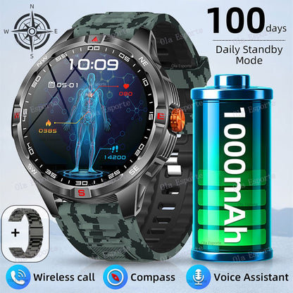 T-Rex 3 Military 1000mAh Battery Smart Watch 10ATM Waterproof GPS Track Compassr Bluetooth Call AMOLED Men Swim Sport Smartwatch