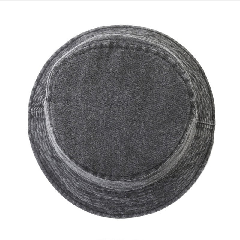 Panda Embroidery Washed Cotton Bucket Hat for Men Women Vintage Wide Brim Sun Protection Adjustable Outdoor Fishing Beach Cap