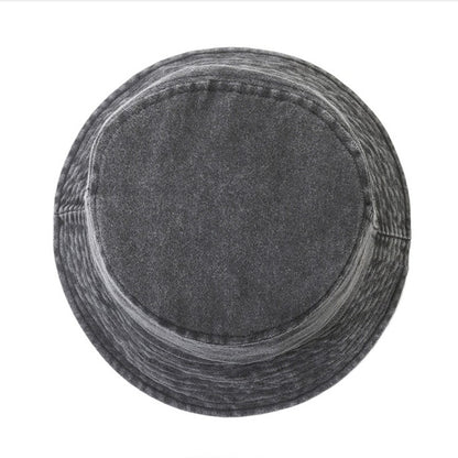 Panda Embroidery Washed Cotton Bucket Hat for Men Women Vintage Wide Brim Sun Protection Adjustable Outdoor Fishing Beach Cap