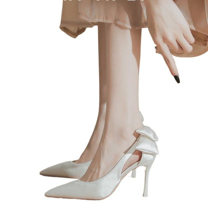 Wedding Heels Women Luxury Brand Design String Bead Pearls High Heels Ladies Sexy Elegant Pointed Toe White Black Pumps2025