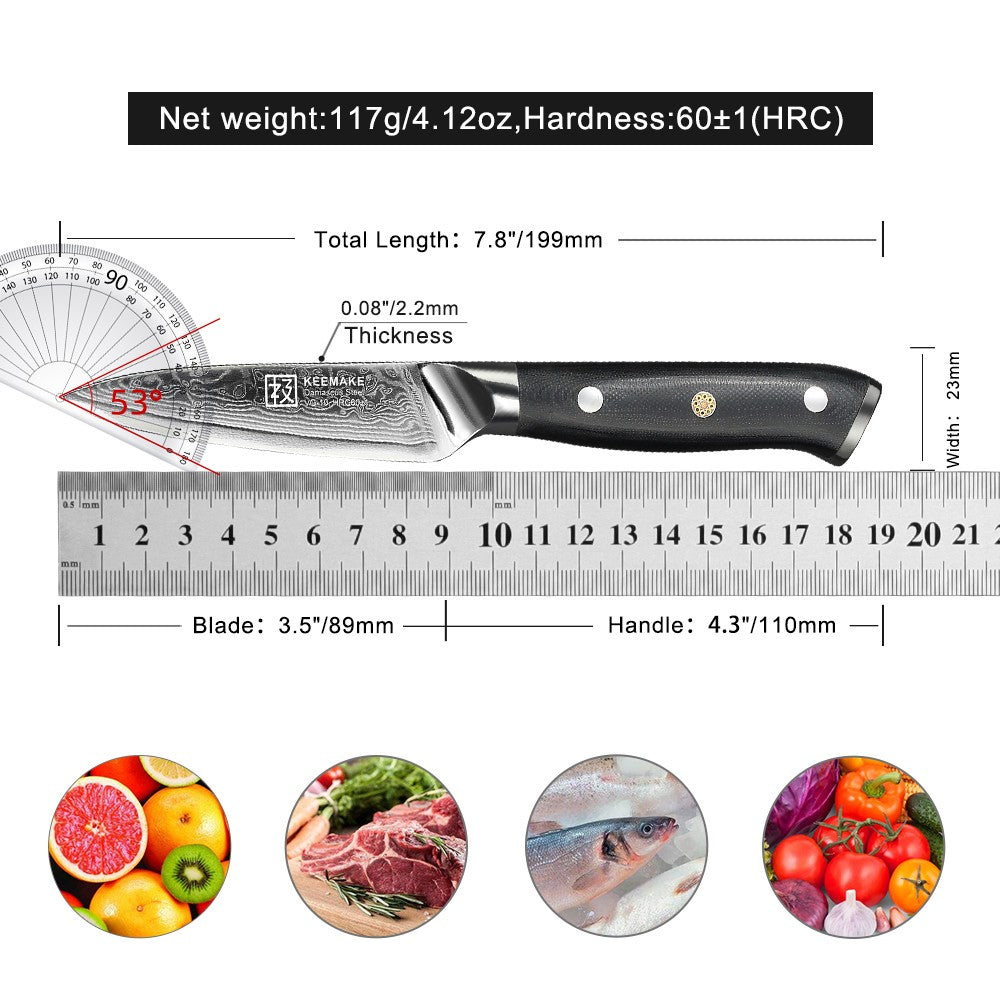 Conjunto de Facas de Cozinha KEEMAKE Design Faca de Utilidade Japonesa para Chef Faca de Corte de Aço Damasco de Alto Carbono para Vegetais e Carnes