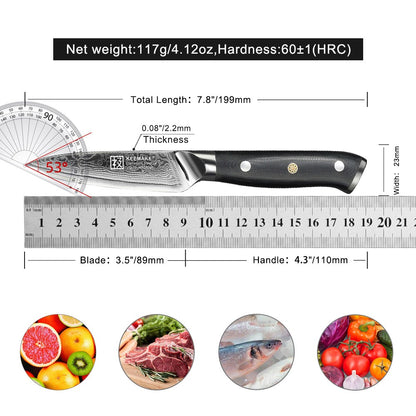 Conjunto de Facas de Cozinha KEEMAKE Design Faca de Utilidade Japonesa para Chef Faca de Corte de Aço Damasco de Alto Carbono para Vegetais e Carnes