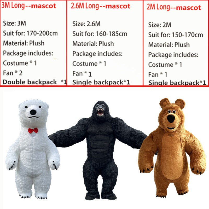 Giant Panda Inflatable Costume Street Funny Polar Bear Mascot Costume Party Role Playing Plush Inflatable Mascot Costume