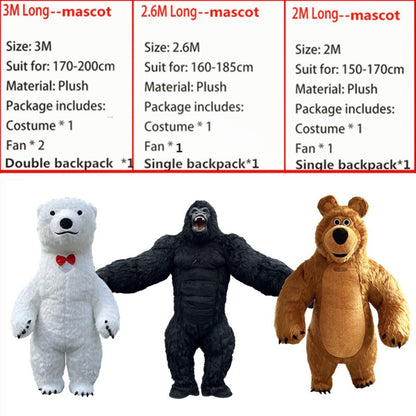Giant Panda Inflatable Costume Street Funny Polar Bear Mascot Costume Party Role Playing Plush Inflatable Mascot Costume