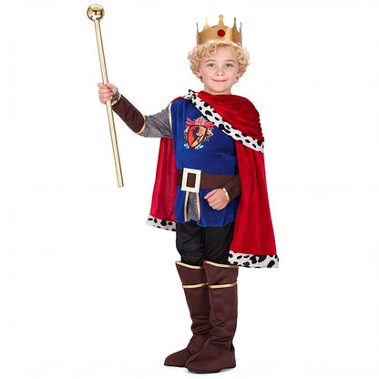 Boy King Prince Role Playing Costume Royal Set Prince Crown Cloak Halloween Birthday Makeup Party Gorgeous Dress Up No scepter