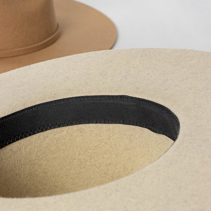 Chapéu Fedora de Feltro 100% Lã Australiana com cinto de feltro e aba larga de design moderno