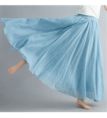 new 2020 Women Linen Cotton Long Skirts Elastic Waist Pleated Maxi Skirts Beach Boho Vintage Summer Skirts Faldas Saia