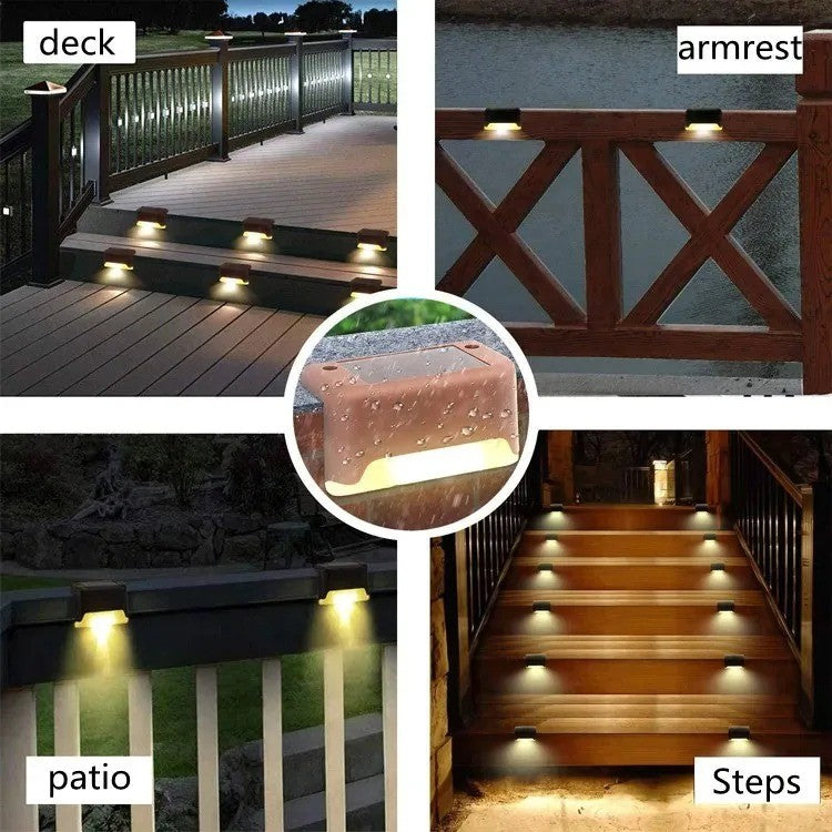 4-20PCS Warm White LED Solar Step Lights Outdoor Garden Path Stair Lights Waterproof Balcony Patio Fence Lighting Decoration
