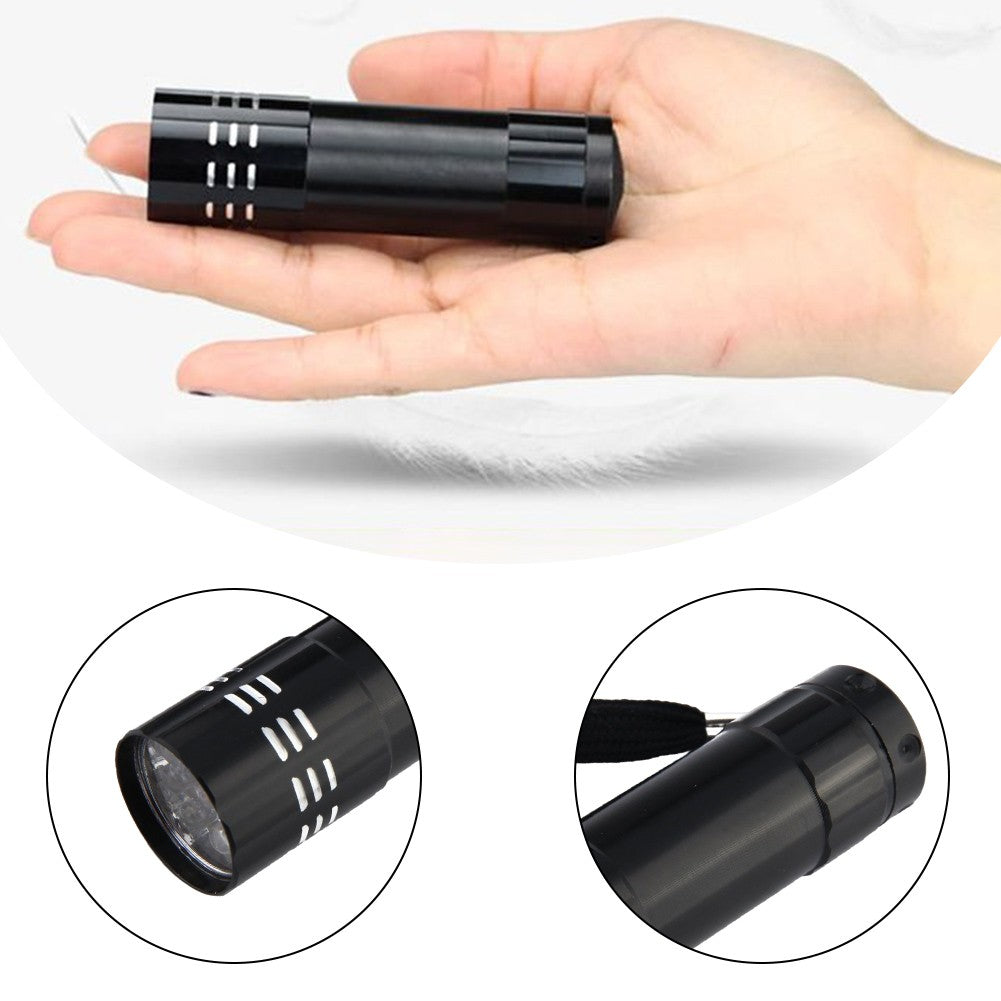 9 LED UV Flashlight Led Handheld Blacklight USB Nail lamp Pet Stain Leakage Marker Money Scorpion Detection Lights for Hiking Ca