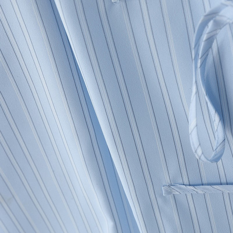 INCERUN Men Striped Shirt Lapel Long Sleeve Lace Up Hollow Out Men Clothing Oversize Korean Style Streetwear Casual Shirts Men