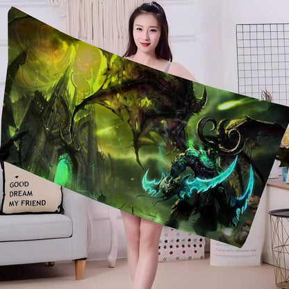 World Game Of W-Warcraft Microfiber Printed Beach Towel Mountain Climbing Yoga Beach Swimming Running Absorbent Soft Towel