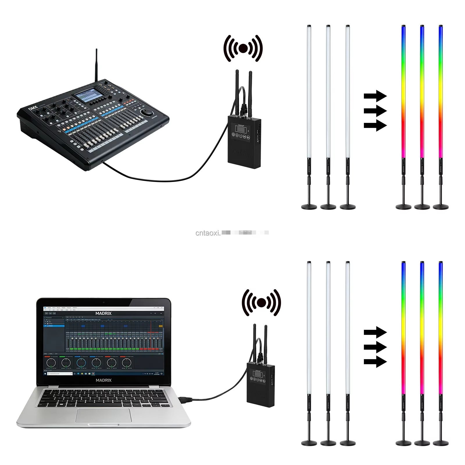 RGB Programmable Pixel LED Tube Light TL-130Ultra DMX Artnet Control for Video Studio DJ Booth