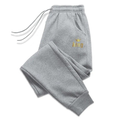 Calças de Moletom Masculinas King Printing Calças Casuais Esportes Ao Ar Livre Calças de Corrida Outono Inverno Calças Masculinas Diárias Roupa Esportiva Fitness 2025