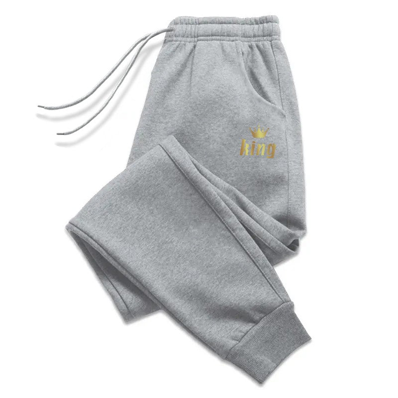 Calças de Moletom Masculinas King Printing Calças Casuais Esportes Ao Ar Livre Calças de Corrida Outono Inverno Calças Masculinas Diárias Roupa Esportiva Fitness 2025