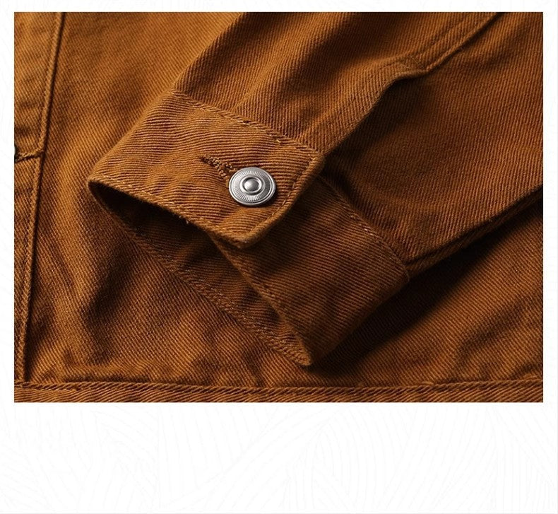 Denim Jackets Men Single Breasted Coat Cardigan Jacket Turn Down Collar Outerwear Long Sleeve Pockets Button Loose Casual