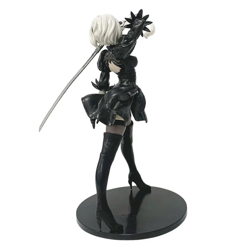 Figura de Anime Yorha 2B Quente de 18CM Série Preto e Branco PVC Colecionável Boneco de Ação Estatueta de Presente