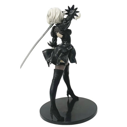 Figura de Anime Yorha 2B Quente de 18CM Série Preto e Branco PVC Colecionável Boneco de Ação Estatueta de Presente