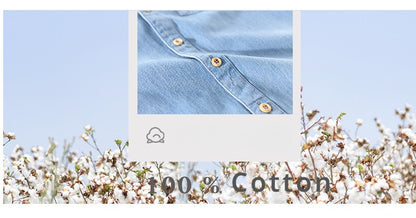 Men Denim Shirt , Thin Summer Half Sleeve Casual Top, Loose Trendy Handsome Short Sleeve ?Camping Denim Short Sleeve Jacket