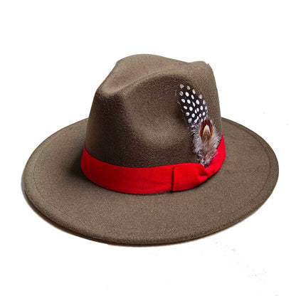 Leather Pink Fedora Wide brimmed Jazz Hat Autumn/Winter Classic Elegant Panama Hat Gentleman Hat Wholesale Sombrero