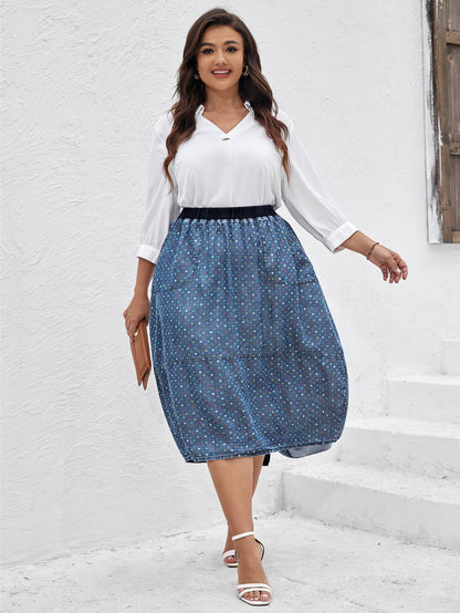 Women Plus Size Woven Spring And Autumn Denim Skirt