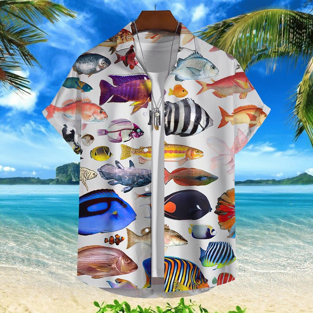3d Fish Print Hawaiian Shirts For Men New Trend Men's Shirt Casual Unisex Clothing Summer Quick Dry Short Sleeve Shirt Tops 2024