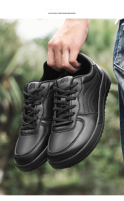 2025 New Mens Casual Shoes Leather Fashion Breathable Sneakers Anti Slip Travel Shoes Lace Up Flats Shoes Comfortable Men Shoes