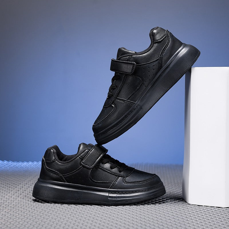 Children's White Shoes Leather Waterproof Low-cut White Sneakers for Middle and Large Children for Boys and Girls