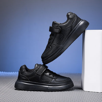 Children's White Shoes Leather Waterproof Low-cut White Sneakers for Middle and Large Children for Boys and Girls