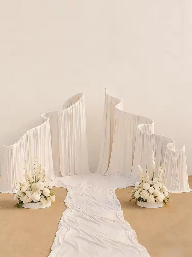 SMOOTH new trend metal wave arch curtain background curtain S-shaped fabric hanging curtain, suitable for wedding decoration