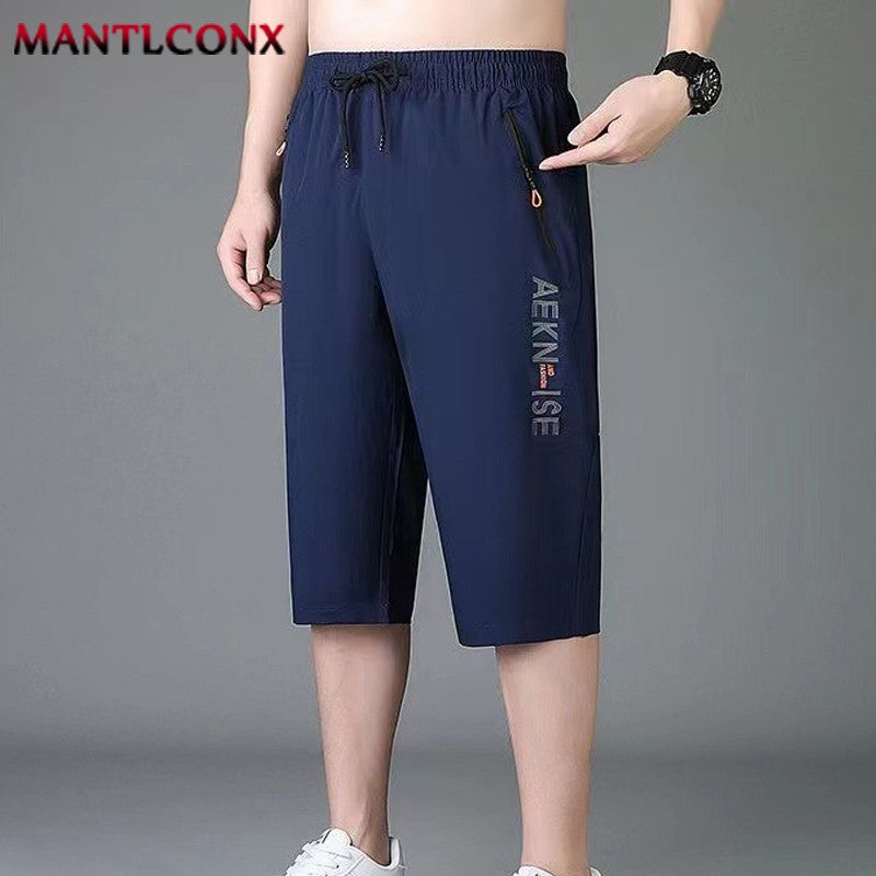 New Fashion Sports Shorts Men Breathable Quick Dry Men's Short Pants Men Breathable Elastic Waist Shorts Male Bottom Black XXXL