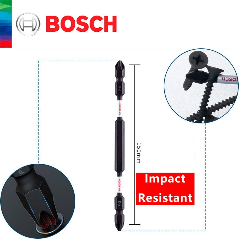 Bosch Original Forte Magnético Ponta Cruzada de Alta Dureza Parafusadeira Elétrica Bits Resistente a Impactos 65 110 150mm