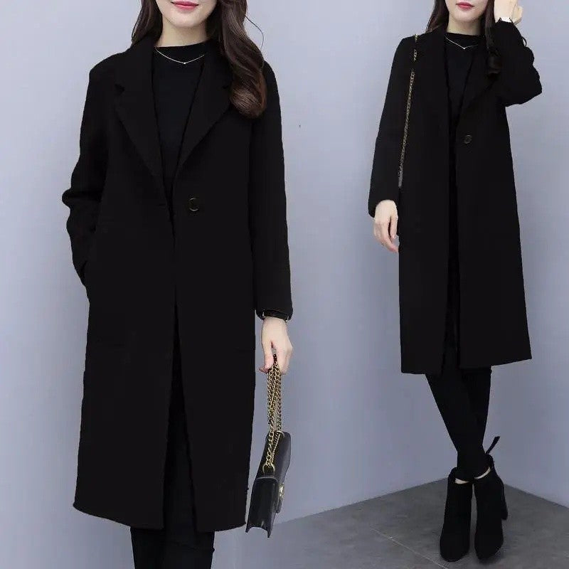 Fashionable Woolen Coat Women's Stylish Meticulous Korean Version Medium Length Autumn Winter New Style Polyester Fiber