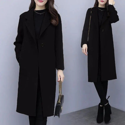 Fashionable Woolen Coat Women's Stylish Meticulous Korean Version Medium Length Autumn Winter New Style Polyester Fiber