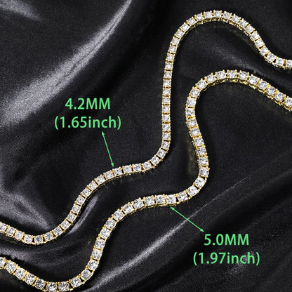 Corrente de Tênis Hip Hop 5MM, Pulseira e Colar Iced Out, Masculino, Moda Prata, Correntes de Tênis, Feminino, Gargantilha 20 polegadas, Presente Punk
