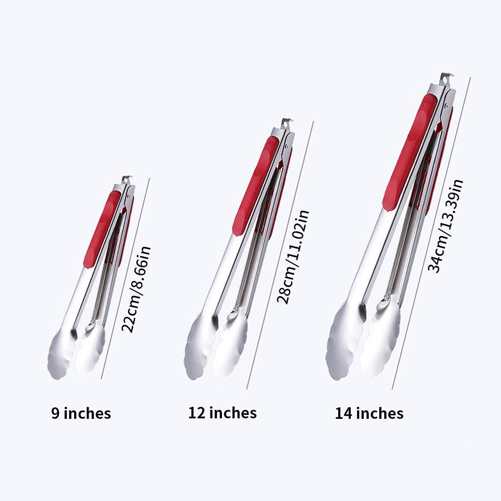 9 ", 12", 14 "- non slip stainless steel barbecue tongs meat salad bread clip barbecue rack buffet clip barbecue cooking tools