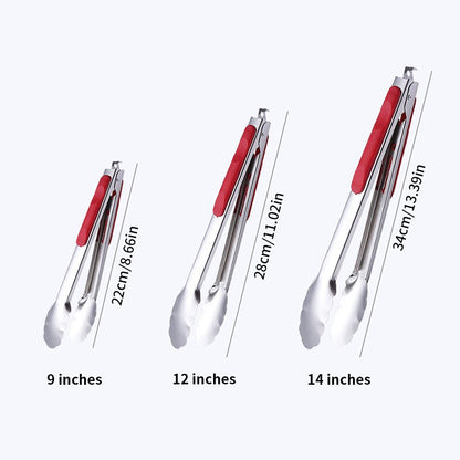 9 ", 12", 14 "- non slip stainless steel barbecue tongs meat salad bread clip barbecue rack buffet clip barbecue cooking tools